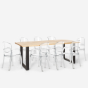 Setti 8 läpinäkyvää tuolia design ruokapöytä 220x80cm Jaipur XXL Luettelo