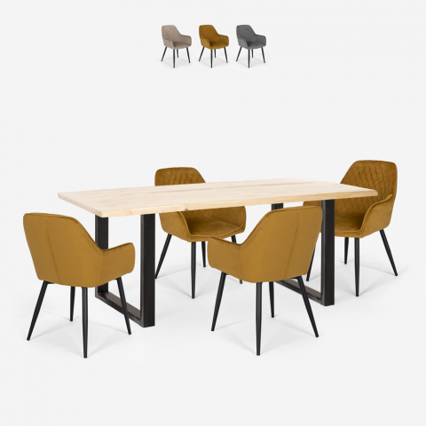 Ruokaryhmä Samsara M2, 4 samettiverhoiltua tuolia ja ruokapöytä 160x80 cm Tarjous