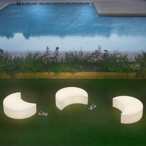 Valo penkki moderni ulkona puutarha suunnittelu Moon Slide Tarjous