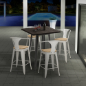 Bruck Top Light 4 baarituolia + baaripöytä 60x60 cm metallia ja puuta Alennukset