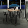 Rhodes 4 baarituolia + baaripöytä 60x60 cm vintagetyyliä metallia ja puuta Tarjous
