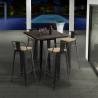 Axel Black 4 baarituolia + baaripöytä 60x60 cm metallia ja puuta Tarjous