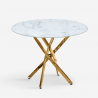 Pöytä pyöreä 100cm olohuone lasi marmoriefekti kullatut jalat Aurum Myynti