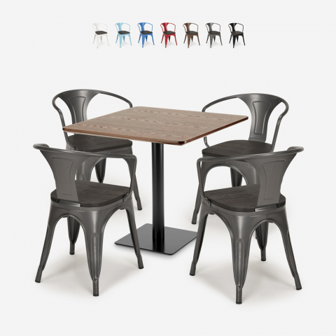 Baaripöydän setti ravintolat Horeca 90x90cm 4 tuolia Tolix Burke Tarjous