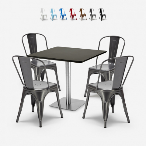 ravintola-baari setti 4 tuolia Lix sohvapöytä musta horeca 90x90cm just Tarjous