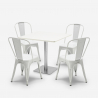 setti 4 tuolia baariravintolat sohvapöytä horeca 90x90cm valkoinen just white Mitat