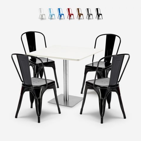 setti 4 tuolia Lix baariravintolat sohvapöytä horeca 90x90cm valkoinen just white Tarjous