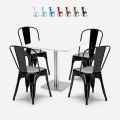 4 tuolin setti Tolix baarit ravintolat Horeca-pöytä 90x90cm valkoinen Just White
