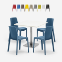 Setti 4 tuolia polypropeenista baari-ravintolapöytä valkoinen Horeca 90x90cm Jasper White Tarjous