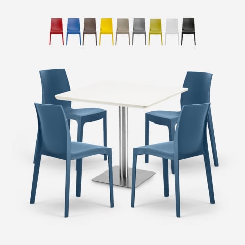 Jasper White pöytä 90x90cm + 4 pinottavaa tuolia ravintolaan Tarjous