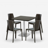 4 pinottavan tuolin sarja baarikeittiön pöytä Horeca musta 90x90cm Jasper Musta Mitat