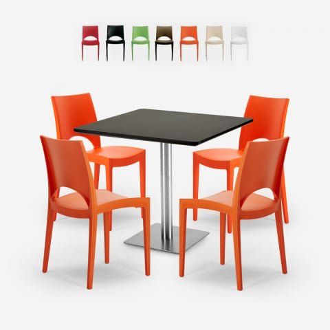 Prince Black pöytä 90x90cm + 4 pinottavaa tuolia ravintolaan Tarjous