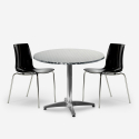 Ulkona setti 2 tuolia moderni muotoilu pöytä 70cm pyöreä teräs Remos Luettelo