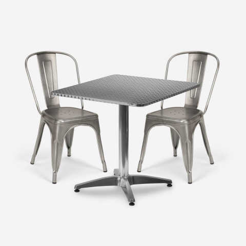 neliön muotoinen taittopöytä 70x70cm teräs 2 tuolia vintage magnum Tarjous