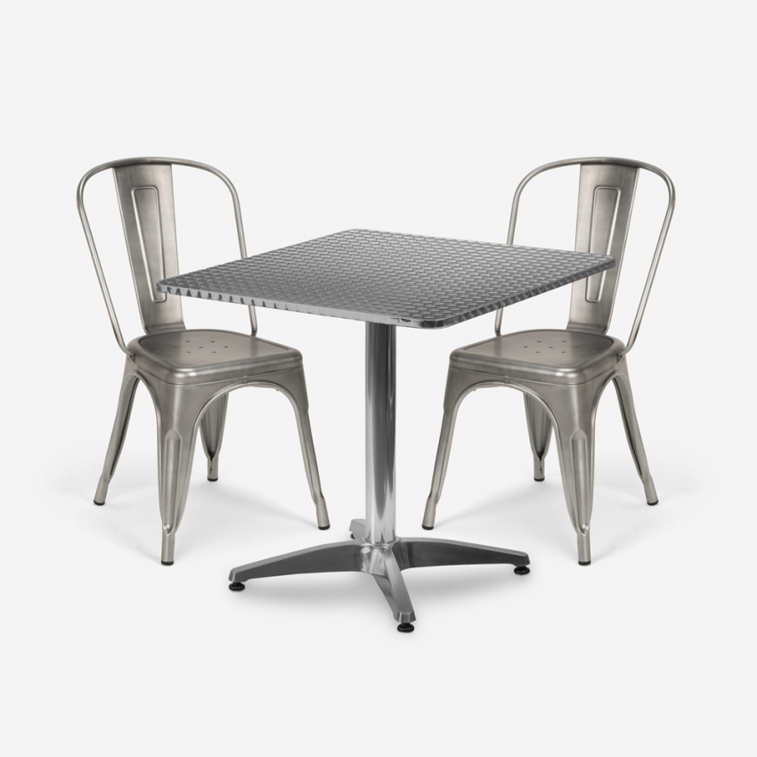 neliön muotoinen taittopöytä 70x70cm teräs 2 tuolia vintage magnum Tarjous
