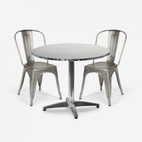 pyöreä pöytä setti 70cm teräs 2 tuolia vintage design taerium Tarjous