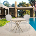 Setti 2 tuolia pöytä neliönmuotoinen 70x70cm beige sisä- ja ulkokäyttöön Lavett Varasto