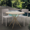 Setti 2 tuolia polypropeeni pöytä pyöreä 80cm beige design Aminos Myynti