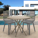 Setti 2 tuolia moderni design pöytä pyöreä beige 80cm ulos Bardus Mitat