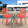 Setti 2 tuolia polypropeeni neliönmuotoinen pöytä beige 70x70cm design Cevis Myynti