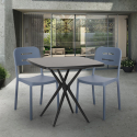 Setti 2 tuolia design moderni neliönmuotoinen pöytä 70x70cm musta Larum Dark Myynti