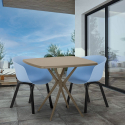 Tuolisetti 2 tuolia design pöytä beige neliö 70x70cm moderni Navan Valinta