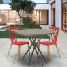 Tuolisetti 2 tuolia design moderni pöytä neliö beige 70x70cm Roslin Valinta