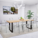 Lewis-ruokaryhmä, 6 läpinäkyvää tuolia ja ruokapöytä 200x80 cm Myynti