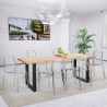 Keittiösarja teollinen pöytä 200x80cm 6 tuolia design läpinäkyvä Lewis Myynti