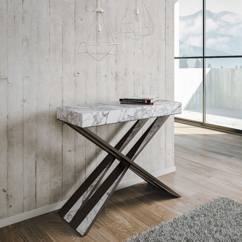 Konsoliruokapöytä jatkettava 90x40-300 cm marmorinen muotoilu Diago Marble