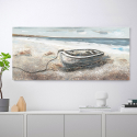 Maisemamaalaus meri luonto käsin maalattu kankaalle 110x50cm Veneen Tarjous