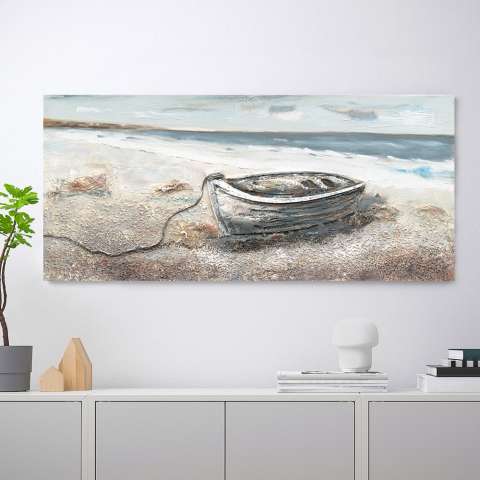 Maalaus maisema meri luonto käsinmaalattu kankaalle 110x50cm Boat