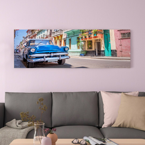Painatus kirkkaat värit maalaus pehmitetty kangas kaupunki auto 120x40cm Cuba