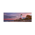 Auringonlaskun meripainatus muovipinnoitettu kangas loistavissa väreissä 120x40cm Majakka Myynti