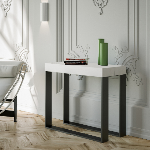 Jatkettava moderni valkoinen design-konsolipöytä 90x40-300cm ruokapöytä Elettra