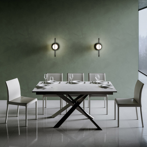 Jatkettava pöytä 90x160-220cm valkoinen keittiö ruokasali Ganty Long White