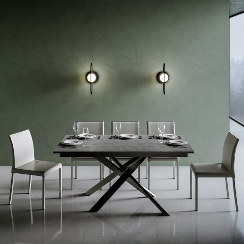 Moderni laajennettava ruokapöytä 90x160-220cm antrasiitti Ganty Long Report Tarjous