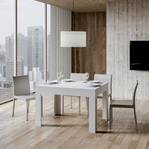 Jatkettava ruokapöytä 90x120-180cm valkoinen puinen design Bibi