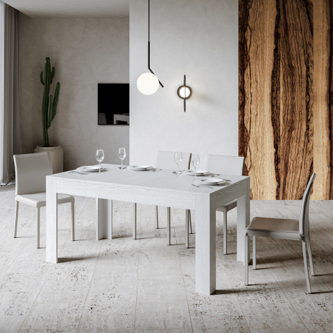 Jatkettava ruokapöytä 90x160-220cm valkoinen moderni muotoilu Bibi Long Tarjous