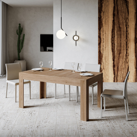 Moderni jatkettava puinen ruokapöytä 90x160-220cm Bibi Long Oak