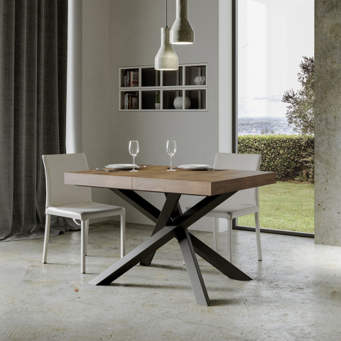 Moderni jatkettava puinen ruokapöytä 90x130-234cm Volantis Noix