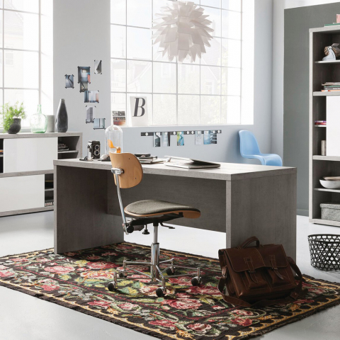 Puinen työpöytä toimistoon, harmaa betoniefekti ja moderni design 180x69cm Pratico