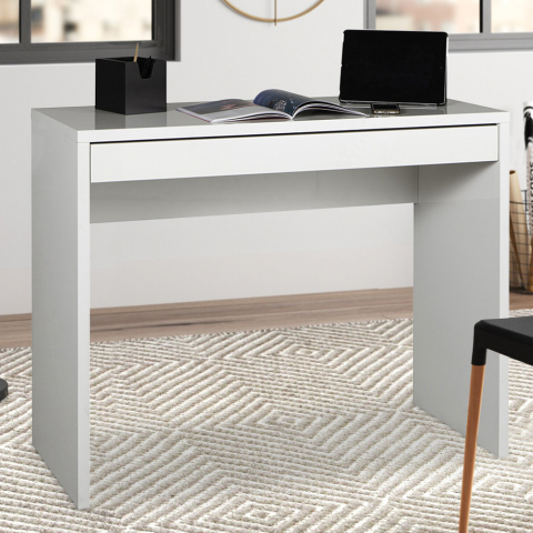 Suorakulmainen työpöytä ja valkoinen laatikko toimistoon ja Sidus-opiskeluun 100x40cm