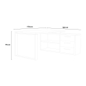 Työpöytä sivutasolla ja laatikostolla, kiiltävän valkoinen 170x140cm Glassy Luettelo