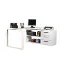 Työpöytä sivutasolla ja laatikostolla, kiiltävän valkoinen 170x140cm Glassy Tarjous