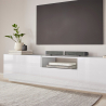 Moderni olohuoneen seinään kiinnitettävä TV-teline 220x43cm kiiltävä valkoinen Fergus Varasto