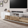 TV-teline 200x43cm seinäkiinnitteinen olohuone valkoinen moderni puu Hatt Wood Mitat