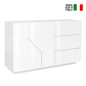 Valkoinen lipasto 140x43cm olohuone keittiö 2 ovea 3 laatikkoa Mira Myynti