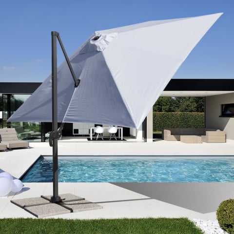 Iso aurinkovarjo terassille 3x3 sivumasto alumiinia, neliö Paradise