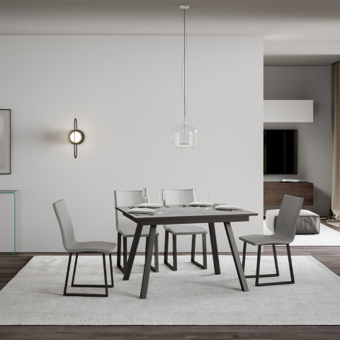 Harmaa jatkettava ruokapöytä 90x120-180cm keittiösuunnittelu Mirhi Concrete